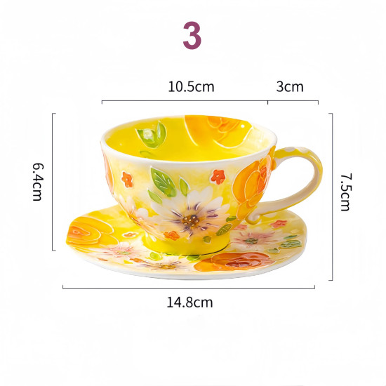Floral Porcelain Mug & Saucer 240 ml